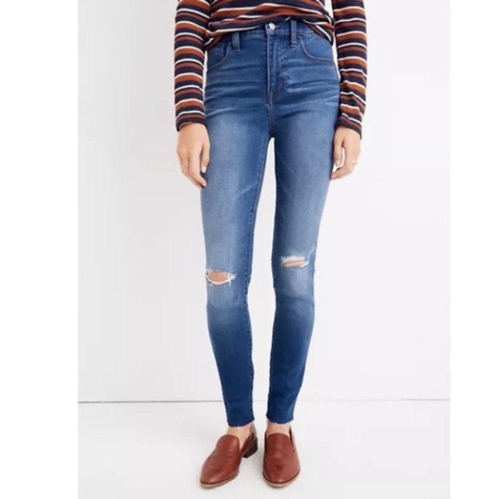 Madewell 10" Roadtripper Skinny Jeans Distressed Knee